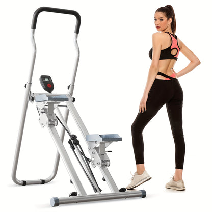 Height Adjustable Folding Stair Stepper – Opvouwbare Stair Climber – Thuis Fitnessmachine – Compacte Looptrainer – Verticale Klimtrainer – 3 Hoogteinstellingen Handvatten – Ruimtebesparend Design Wit