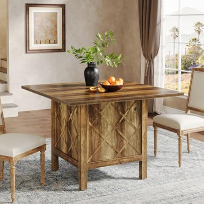 Eettafel – Tafel – Dinertafel – Keukentafel – Landelijke Tafel – Massief Houten Blad – Stevige X-Vormige Onderstel Met Metalen Beugels – Geschikt Voor 4 Personen – Rustieke Warme Houtnerf Afwerking