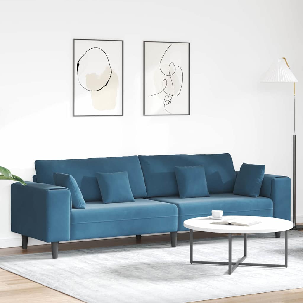 Fluwelen Bank – Velvet Sofa – Banken – Zitbank – Woonkamerbank – Diepblauw – Hoogwaardig Fluweel – Stevig Houten Frame