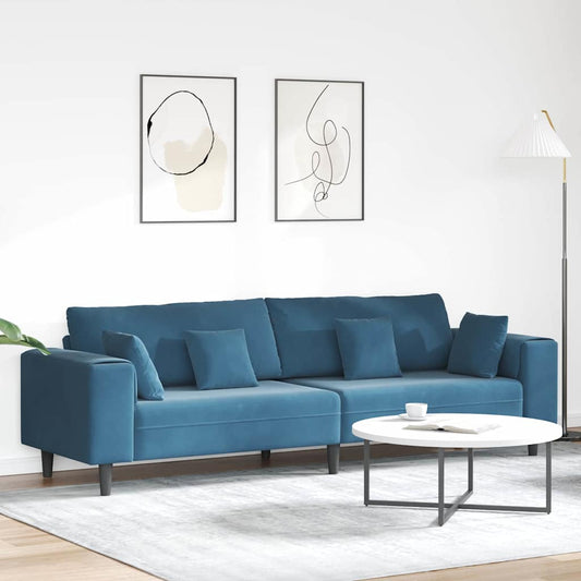 Fluwelen Bank – Velvet Sofa – Banken – Zitbank – Woonkamerbank – Diepblauw – Hoogwaardig Fluweel – Stevig Houten Frame