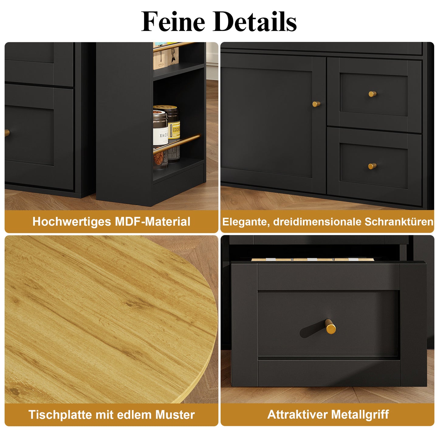 Bartafel – Bistrotafel – Statafel – Keukentafel – Barmeubel – Uitschuifbaar 138-204 cm – 360° Draaibaar Tafelblad – Met Opbergruimte