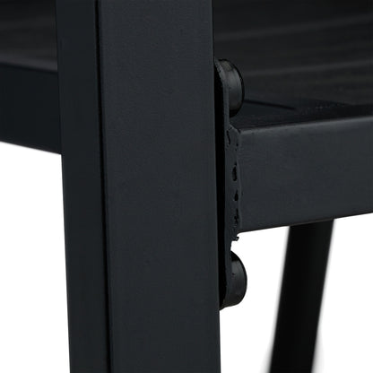 Tuinstoelen – Buitensstoel – Balkonstoel – Terrasstoel – Tuinmeubelstoel – Set Van 4 – Zwart Met Houtlook – Weerbestendig Staal En HDPE