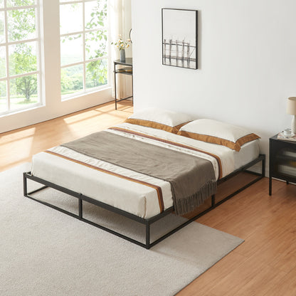 Ledikant – Metalen Bed – Bedframe – Bed Met Matras – Stalen Bed – Zwart – 160x200 cm – Stevig Stalen Frame – Ademend Kaltschuimmatras