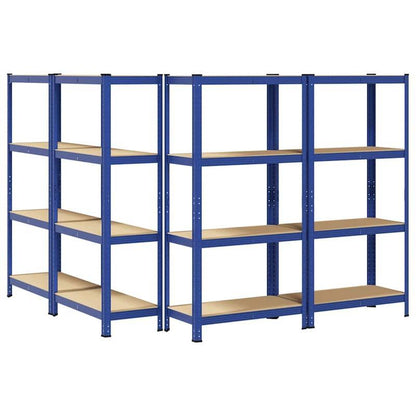 4-laagse Opbergkast – Opbergsysteem – Rek – Plankenkast – Stellingkast – Blauw – Stevig Staal & Engineered Hout – Compact Design