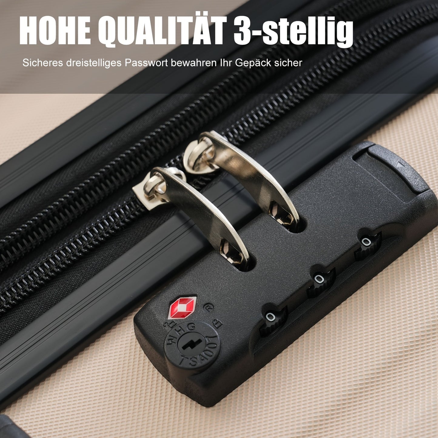 Kofferset – Reiskoffer Set – Hard-shell Koffer – Spinner Koffer – Bagage Set – Beige – 4-delige Set S-M-L-XL – ABS Materiaal – TSA Cijferslot