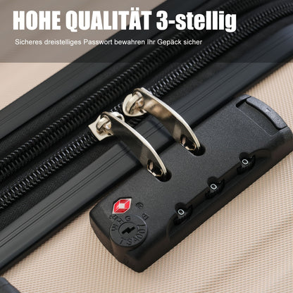 Kofferset – Reiskoffer Set – Hard-shell Koffer – Spinner Koffer – Bagage Set – Beige – 4-delige Set S-M-L-XL – ABS Materiaal – TSA Cijferslot