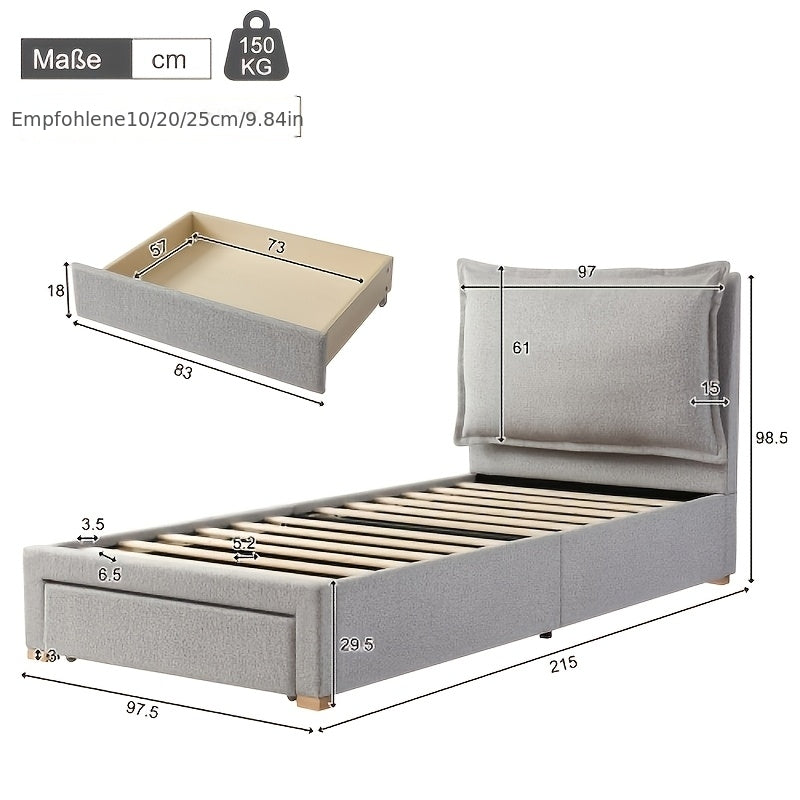 Bedframe – Tweepersoonsbed – Gestoffeerd Bed – Platformbed – Slaapkamermeubel – Zacht Chenille – Stevige Duurzame Constructie – Eenvoudige Montage
