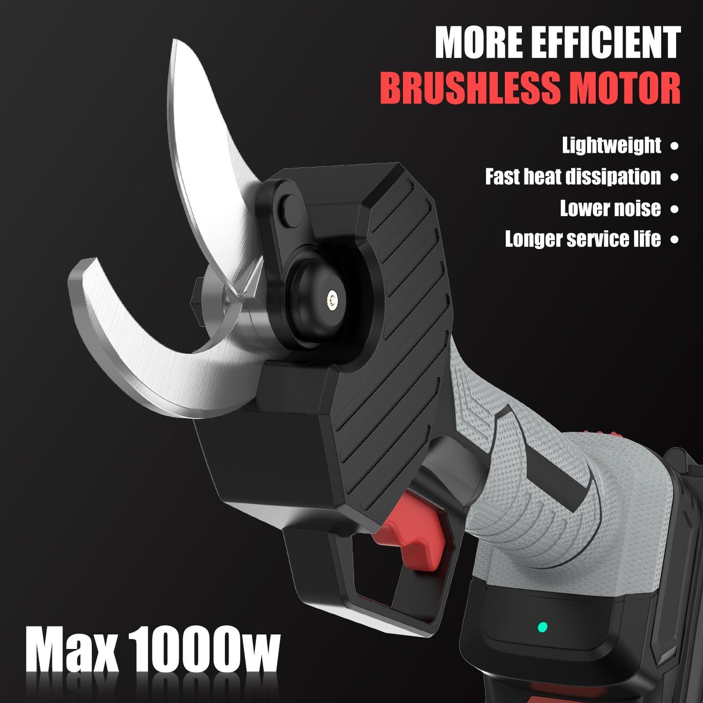 Draadloze Snoeischaar – Elektrische Snoeischaar – Tuinschaar – Gras- en Takkenknipper – Snoeigereedschap – 21V Lithium-Ion Batterij – Brushless Motor 1000W