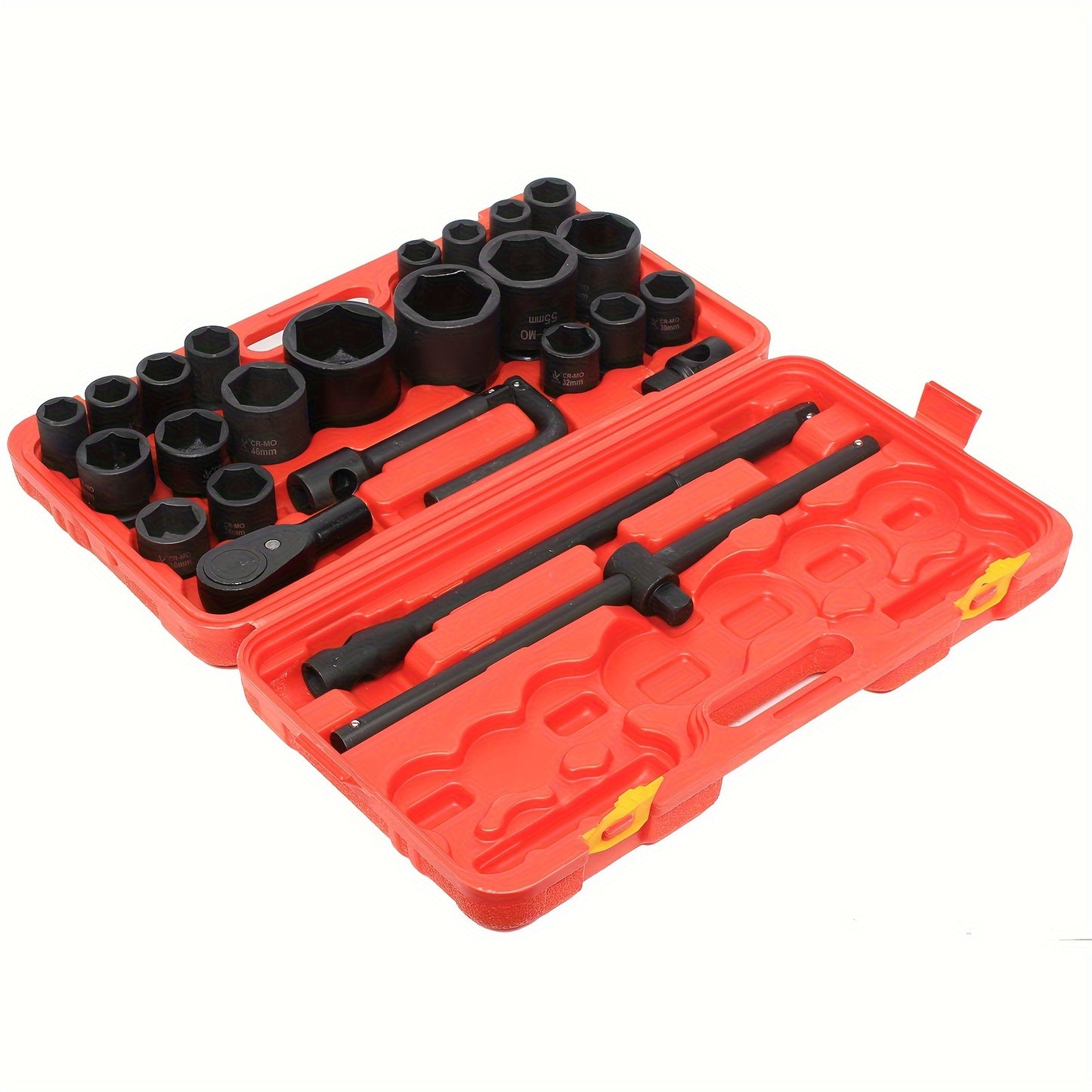 Sleutelset 26-delig – Dopsleutelset – Ratelsleutel – Momentsleutel – Autogarage Gereedschap – 3/4" & 1" Drive – Roestvrij Staal – Compleet Met Opbergdoos