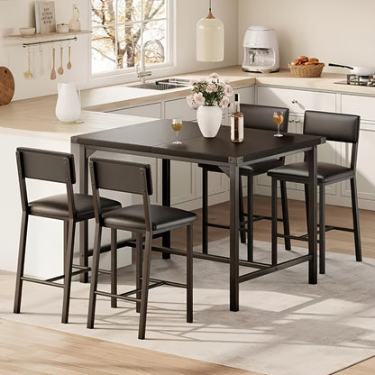 Eettafelset – Eettafel Met Stoelen – Diningset – Keukentafelset – Industriële Eetkamerstoel Set – Zwart – Compact Design – Duurzaam Metaal En Hout