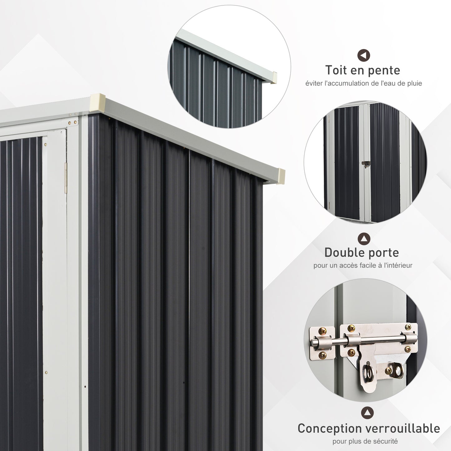 Tuinhuisje – Tuinschuur – Berging – Gereedschapsschuur – Afvalbakkenberging – 1,26 m² Opbergruimte – Gepoedercoat Stalen Frame