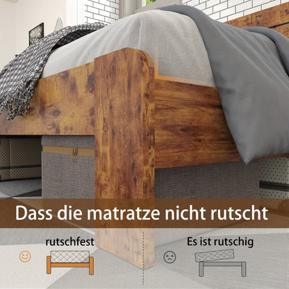 Modern Bedframe – Tweepersoonsbed – Slaapkamermeubel – Bedframe Metaal – Bed 160x200 cm – Stijlvol Hoog Hoofdbord – Stevig Metalen Frame