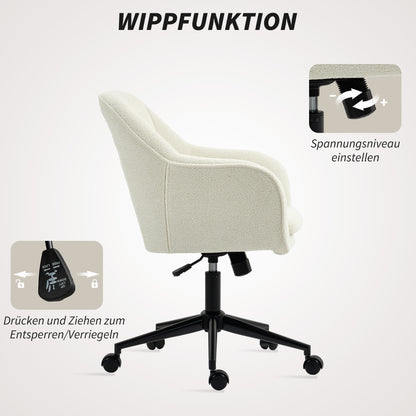 Bureaustoel – Office Chair – Make-up Stoel – Werkstoel – Velvet Stoel – Beige – Ergonomische Gebogen Rugleuning – Zachte Velvetachtige Stof