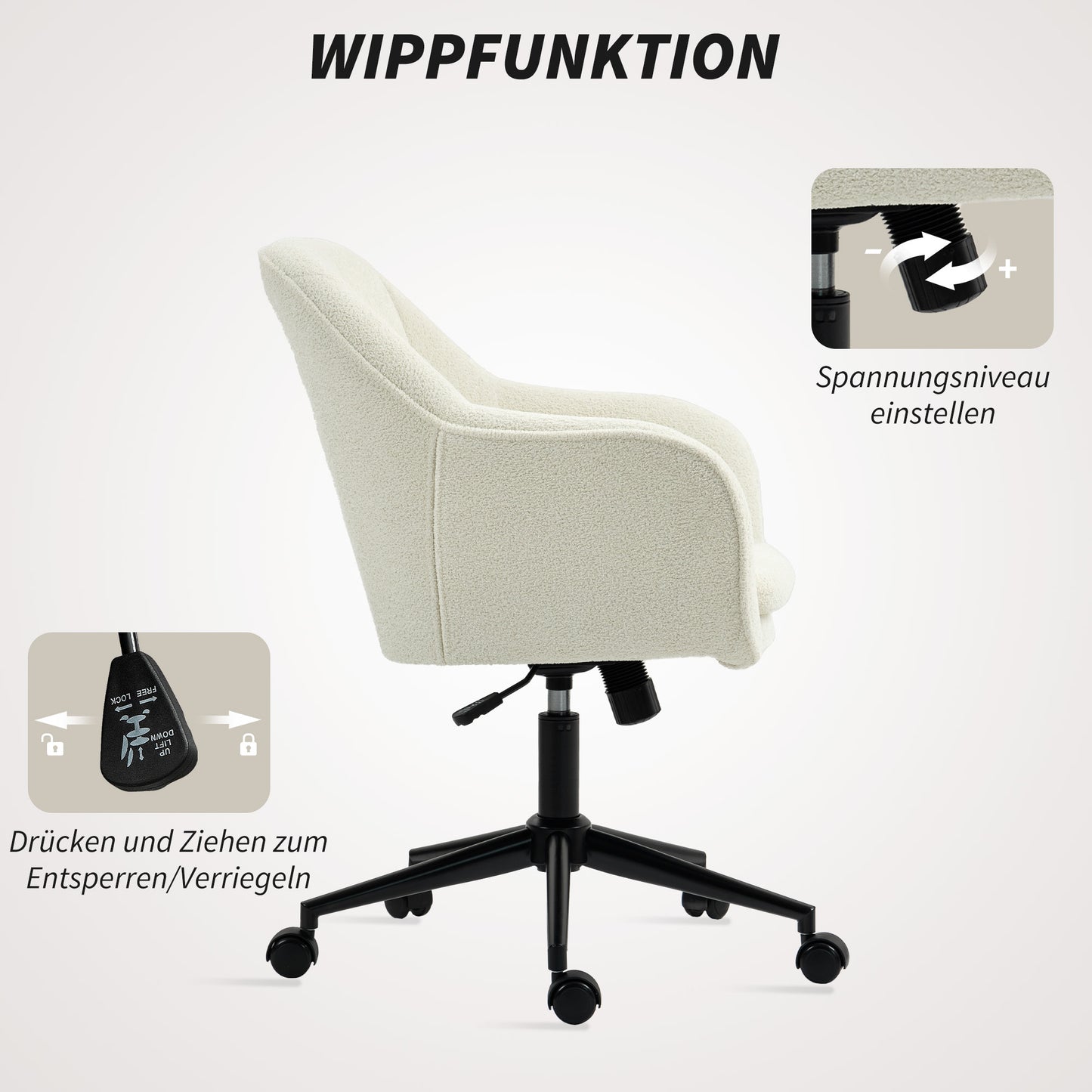 Bureaustoel – Werkstoel – Kantoorstoel – Make-up Stoel – Stoel Voor Slaapkamer – Fluwelen Bekleding – Ergonomische Gebogen Rugleuning