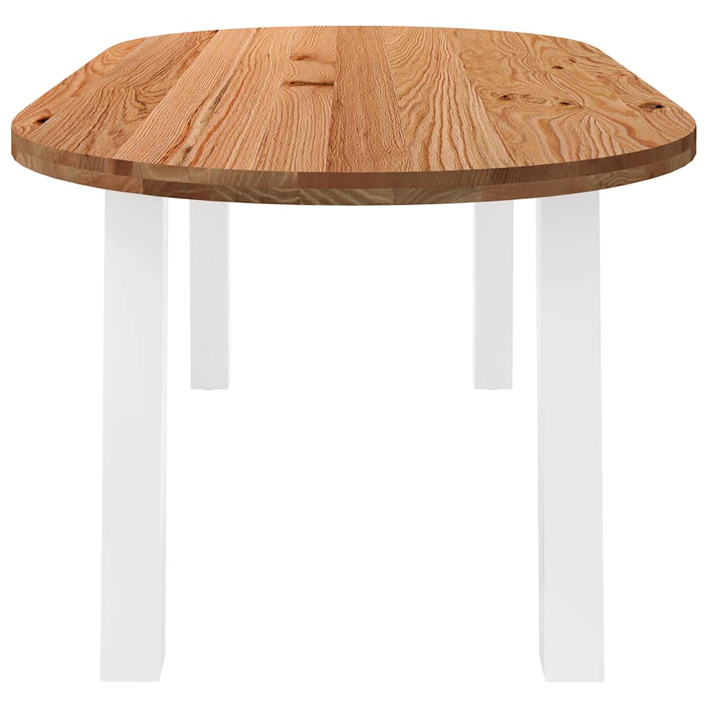 Eettafel – Tafel – Dinertafel – Tafelblad – Woonkamertafel – Massief Eikenhout – 220 x 100 x 74 cm – Gepoedercoat Stalen Poten – Verstelbare Voetjes
