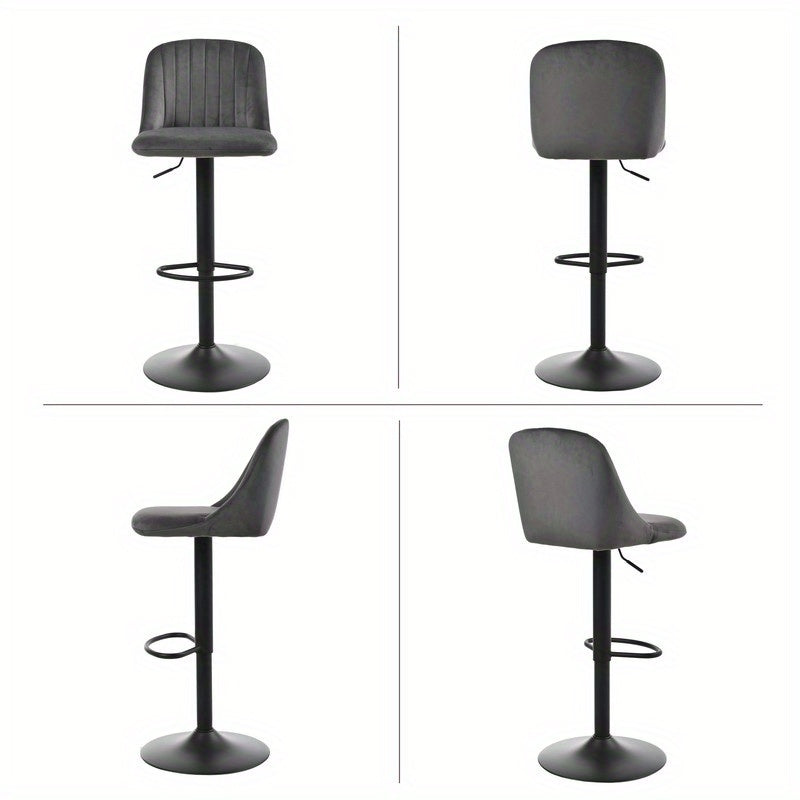 Goeurvant Modern 360° Swivel Bar Stool with Adjustable Height and Metal Base, Linen or Velvet Upholstery, Dining Counter Seat, Home Bar Furniture, Upholstered Swivel Stool, Modern Bar Chair, Minimalist Aesthetic, Rustic Styl