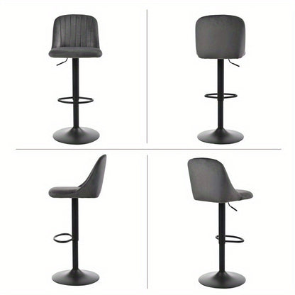 Goeurvant Modern 360° Swivel Bar Stool with Adjustable Height and Metal Base, Linen or Velvet Upholstery, Dining Counter Seat, Home Bar Furniture, Upholstered Swivel Stool, Modern Bar Chair, Minimalist Aesthetic, Rustic Styl