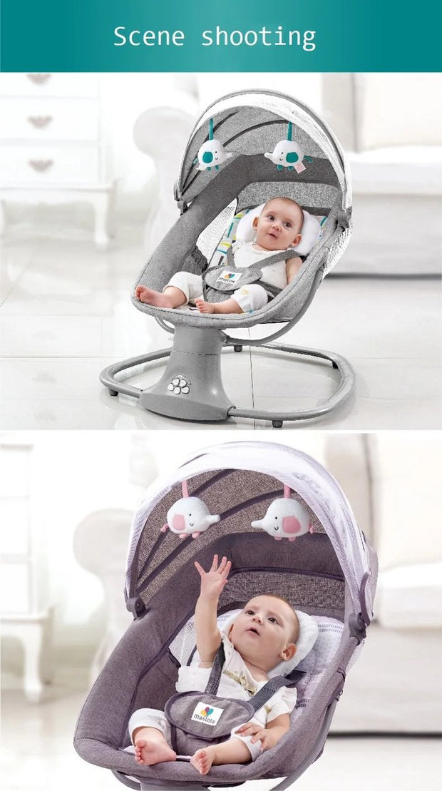 Automatische Wieg - Elektrische Wieg - Zelf bewegende Wieg - Elektrische ledikant - Babybedje - Schommelwieg - Smartwieg - Baby Zitje - Verstelbaar - Timer - Veiligheidsriem - Klamboe - Hemeltje - Hoofdkussen - Afstandsbediening - Audiosysteem