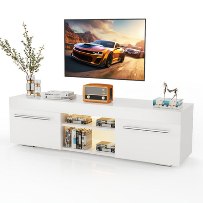 TV-kast – Tv-meubel – Mediameubel – Tv-dressoir – Entertainmentmeubel – Modern Wit Hoogglans – LED Sfeerverlichting – Ruime Opbergruimte – 130 cm – USB-aansluiting