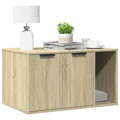 Kattenbakmeubel – Kattenbak Kast – Kattenbak Verbergmeubel – Kattenbak Organizer – Kattenbak Opbergmeubel – Sonoma Oak – 80x50x45 cm – Duurzaam Hout – 2 Toegangsopeningen