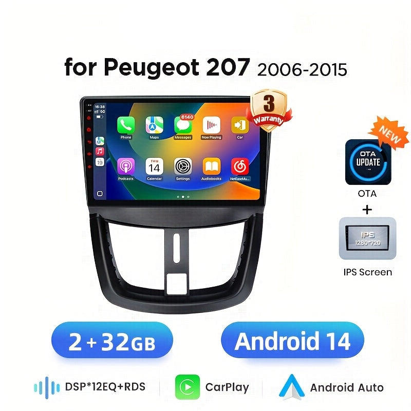 2DIN Multimedia Speler – Android Autoradio – Touchscreen Navigatie – Bluetooth Car Stereo – WIFI 9 Inch IPS Scherm – Draadloze Apple CarPlay & Android Auto – DSP Geluidsverbetering