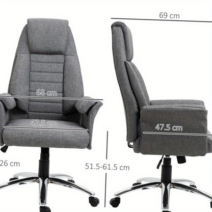 Ergonomische Bureaustoel – Comfortstoel – Kantoormeubilair – Werkstoel – Thuiswerkstoel – Verstelbare Zithoogte Tot 115 cm – Duurzaam Glas- en Roestvrij Stalen Frame – Grijs Gemêleerd
