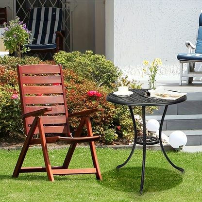 Buitentafel Rond – Bistrotafel – Tuin tafel – Balkon tafel – Terras tafel – Zwart – 60,96 cm Met Parasolgat – Gietaluminium Met Wicker Tafelblad – Weerbestendig En Stevig