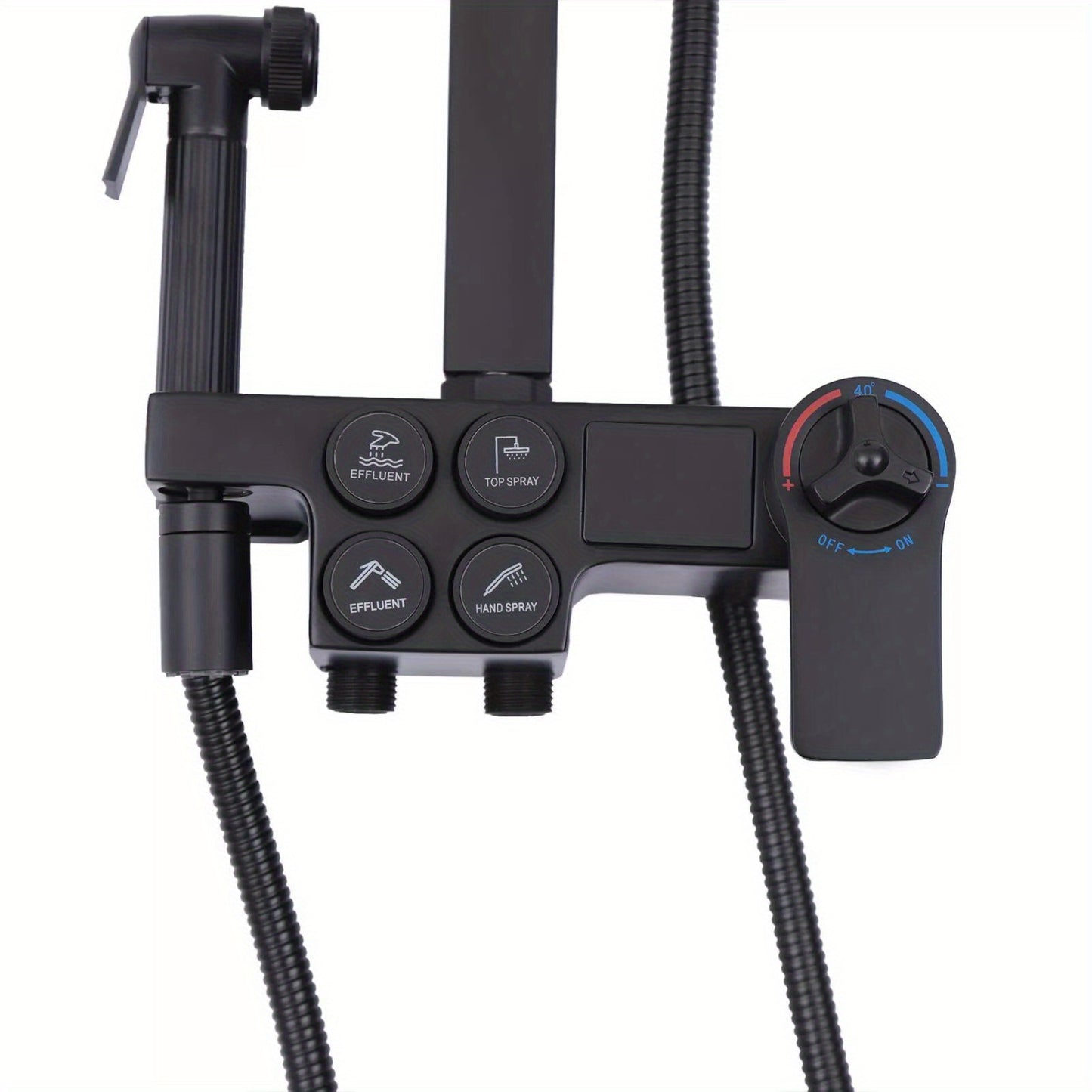 Doucheset – Regendouche – Douchepaneel – Douchekraan – Handdouche – Thermostatisch – Mat Zwart – Messing En RVS – Verstelbare Hoogte 80-120 cm