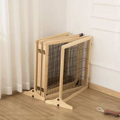 Hondenbarrière – Houten Hondenhek – Hondenpoort – Hondenafzetting – Hondenhek Vouwbaar – Flexibel Inzetbaar – 432 x 70 cm – Massief Grenenhout