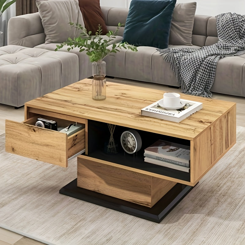 Salontafel – Koffietafel – Bijzettafel – Woonkamertafel – Tafel – Modern – Minimalistisch Design – Ruime Opbergruimte Met Lade En Dubbelzijdige Kast