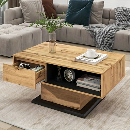 Salontafel – Koffietafel – Bijzettafel – Woonkamertafel – Tafel – Modern – Minimalistisch Design – Ruime Opbergruimte Met Lade En Dubbelzijdige Kast