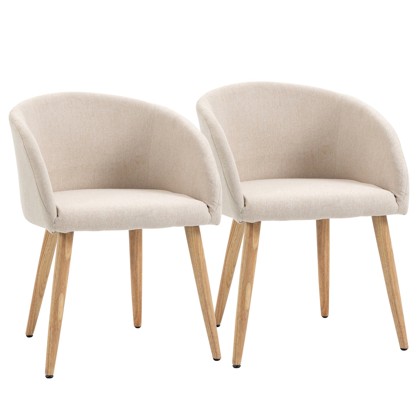 Eetkamerstoel – Stoel – Kuipstoel – Zithoekstoel – Barkruk – Scandinavisch Design – Houten Poten Met Antislip – Max 150 Kg Belastbaar – Beige Stoffering
