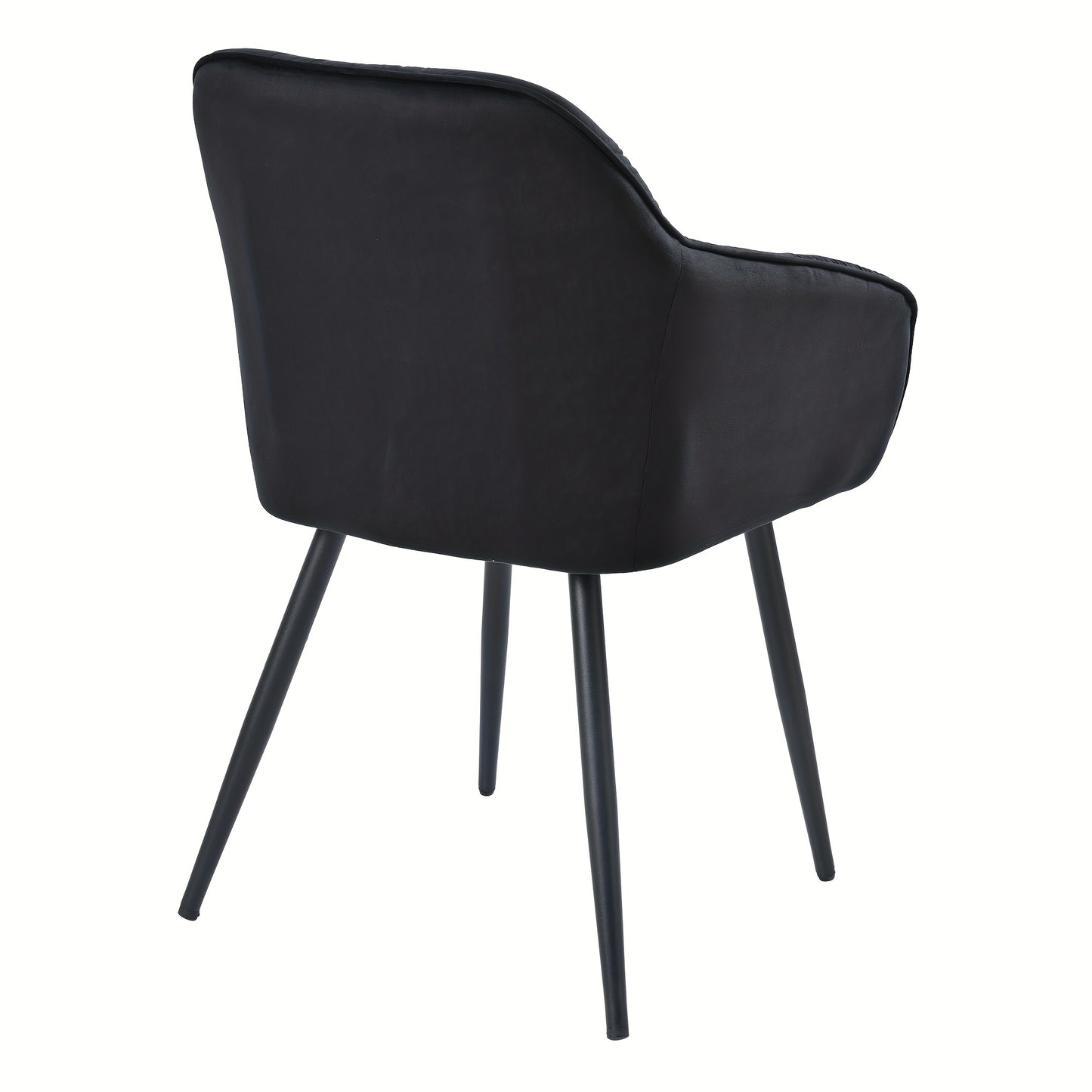 Eetkamerstoel – Stoel – Kuipstoel – Keukenstoel – Woonkamerstoel – Set van 6 – Fluwelen Bekleding – Metalen Poten – Met Armleuning – Verstelbare Voorpoten – Zwart – Eigentijds Design
