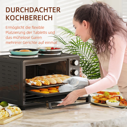 Mini Oven – Mini Oven Met Grill – Tafeloven – Elektrische Oven – Bakoven – 28L Inhoud – 2600W Vermogen – Zwart