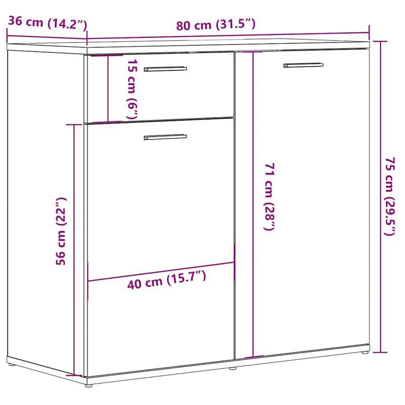 Bestekkast – Opbergkast – Ladekast – Dressoir – Commode – Handgemaakt Eikenhout – Compact Formaat 80x36x75 cm – Duurzaam & Multifunctioneel