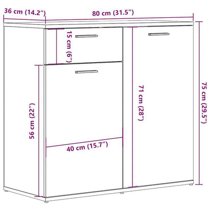 Bestekkast – Opbergkast – Ladekast – Dressoir – Commode – Handgemaakt Eikenhout – Compact Formaat 80x36x75 cm – Duurzaam & Multifunctioneel