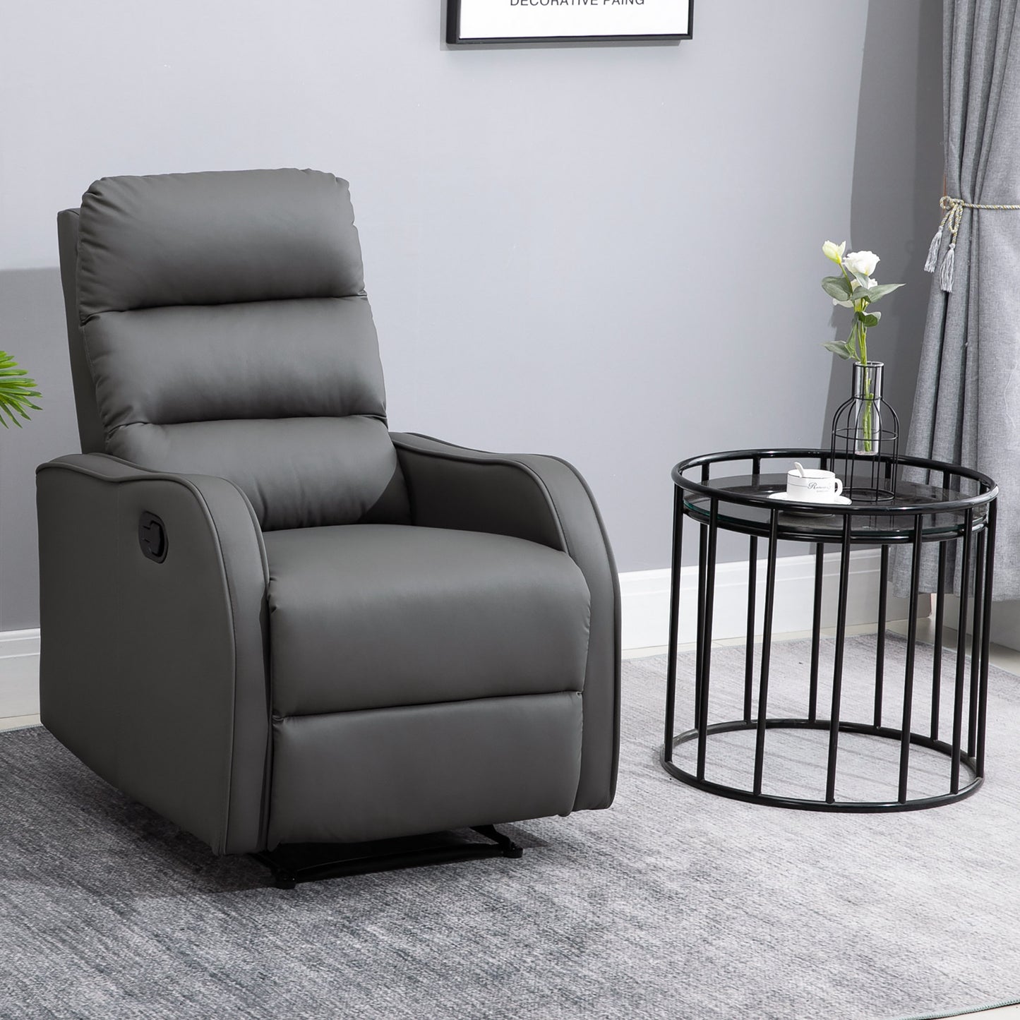 Relaxfauteuil – Recliner – Fauteuil – Tv-stoel – Leunstoel – Donkergrijs – Verstelbare Rugleuning 160° – Kunstleer Bekleding