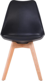 Eetkamer stoelen - Set van 4 - Met Zitvulling Kuipstoel - Tulpen Plastic - Eetkamerstoel - Zwart