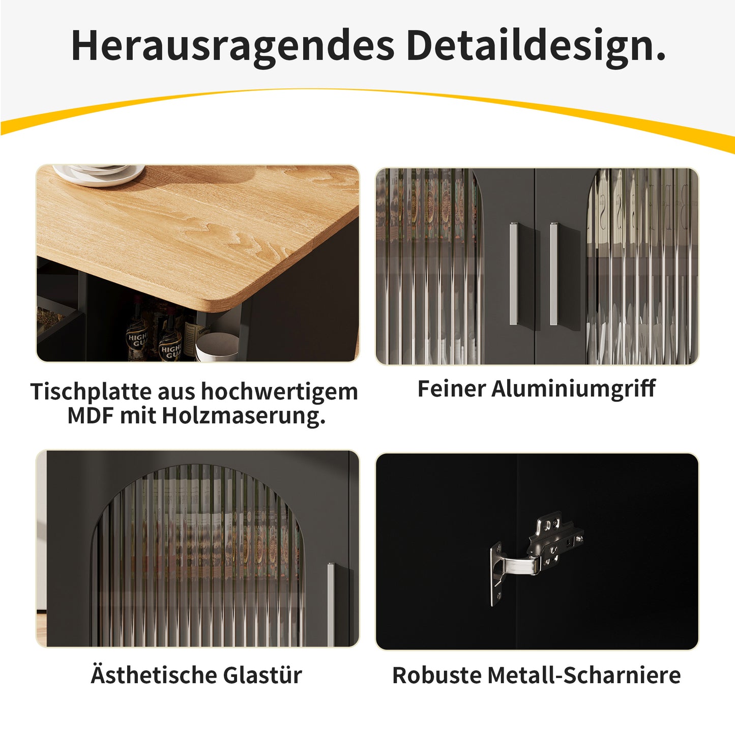 Keukenwagen – Keukentrolley – Serveerwagen – Opbergmeubel – Uitklapbare Tafel – Zwart Hout – Multifunctioneel Met 5 Wieltjes – 120x30/70x79,5 cm