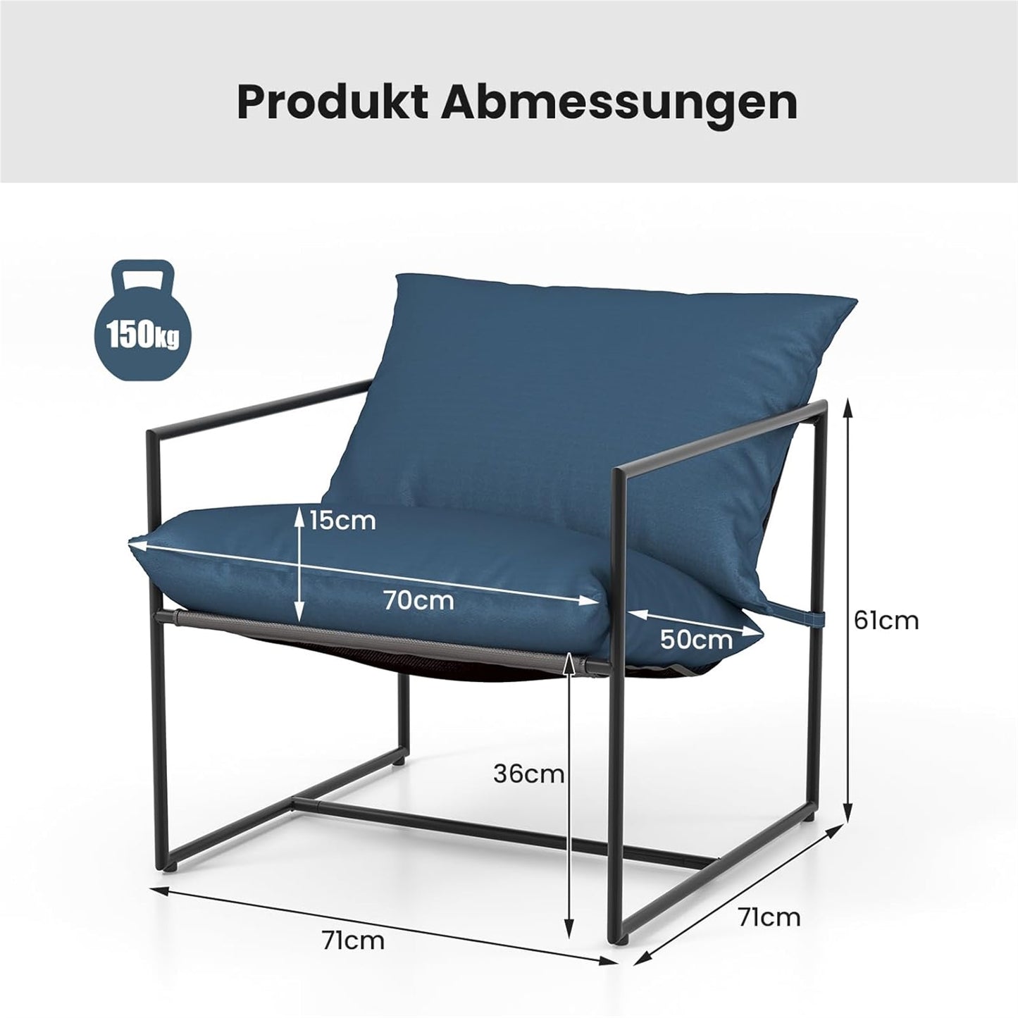 Slingstoel – Lounge Stoel – Accentstoel – Strandstoel – Klapstoel – Set Van 2 – Met Metalen Frame – Ademend Stoffen Zitvlak