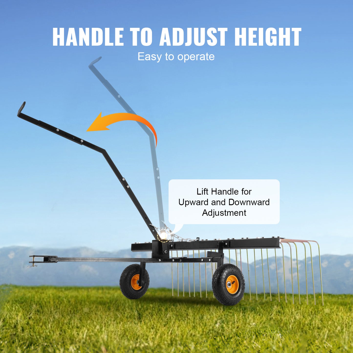 Verticuteerhark – Aanhanghark – Verticuteren Hark – Grasmaaiers Hark – ATV Hark – 60 Inch Werkbreedte – 24 Stalen Tanden