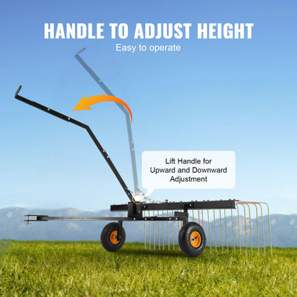 Verticuteerhark – Aanhanghark – Verticuteren Hark – Grasmaaiers Hark – ATV Hark – 60 Inch Werkbreedte – 24 Stalen Tanden