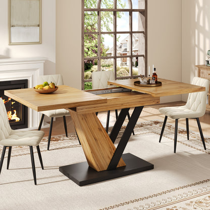 Extendable Dining Table (120-160 x 75 x 75.5cm), Kitchen Table, Extends to 160cm, Suitable for Kitchen and Living Room Use
