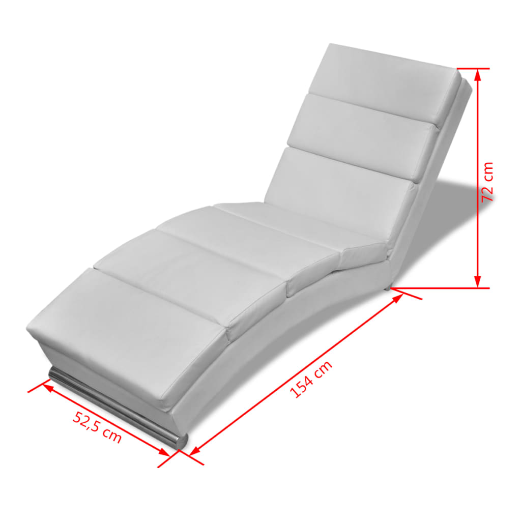 Chaise Longue – Ligbed – Ligstoel – Loungebank – Recamiere – Kunstleer Wit – Massief Stalen Frame – Ergonomisch Comfort