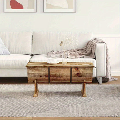 Salontafel – Houten Tafel – Koffietafel – Theetafel – Loungetafel – Massief Mangohout – 88x50x40 cm – Opbergruimte – Rustiek Design