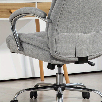 Vinsetto Ergonomic Office Chair with Adjustable Tilt & Height, Padded Armrests & Headrest, 360° Swivel, 5-Wheel Rolling Base - Light Gray Nylon Computer Desk Chair for Home & Office, Big And Tall Office Chair, Minimalistic D