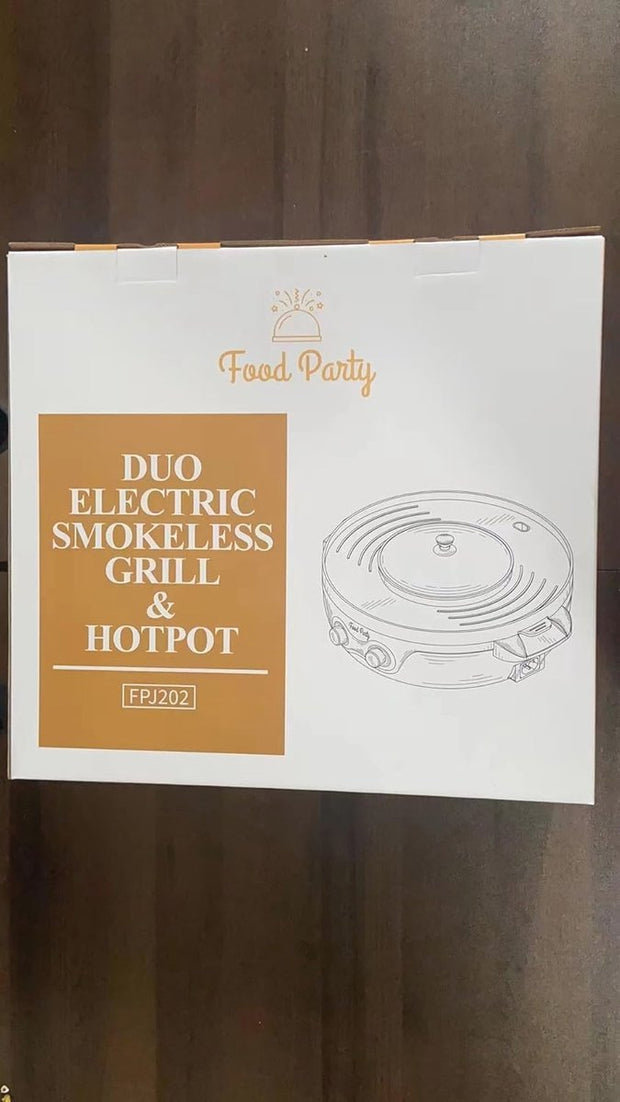 Hotpot Pan met Koreaanse BBQ-grill - Elektrische 2-in-1 Fondue en Rookloze Barbecue 220V 2200W