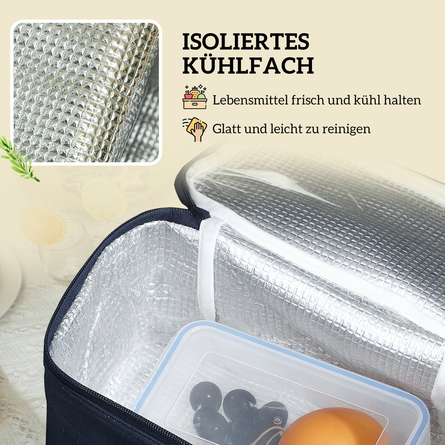 Picknickmand – Picknicktas – Picknickset – Picknickkoffer – Picknickmand Zwart – Geïsoleerd Koelvak – Compleet Bestek Voor 4 Personen