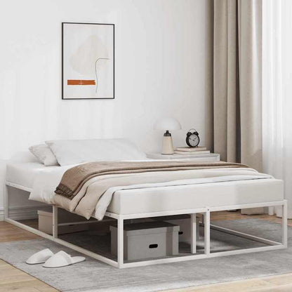 WHITE WHITE MATERASTER 120x200cm in Metal, Bed Base, Bed Frame, Minimalist Style, Modern Furniture, Metal Frame, Easy Assembly, No Mattress Included, Queen Size Bed, Modern Households, Renters