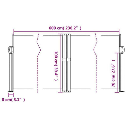 Retractable Windshield 100x600cm (38.5x20in) - Removable Temporary Outdoor Blackout Curtain with Red Accents, 81- Light Blocking, Durable Fabric for Patio, Balcony, Garden & Poolside Protection, Patio Privacy, Stylish Window